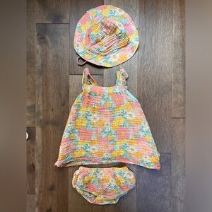 Angel Dear dress, bloomers, and hat set